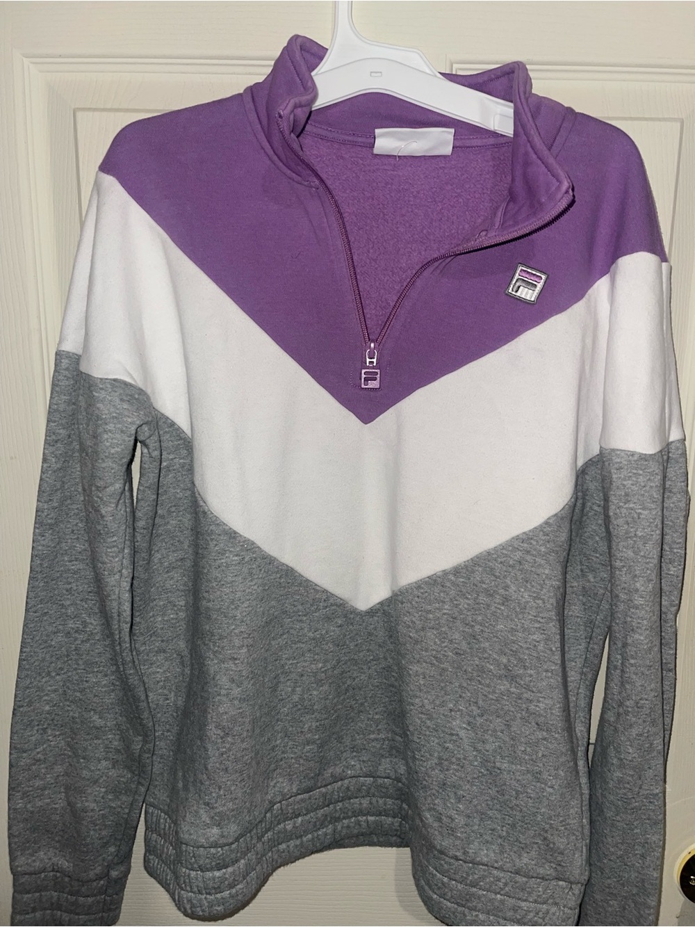 Fila Purple White Gray Chevron 1/4 Zip Pullover Sweater